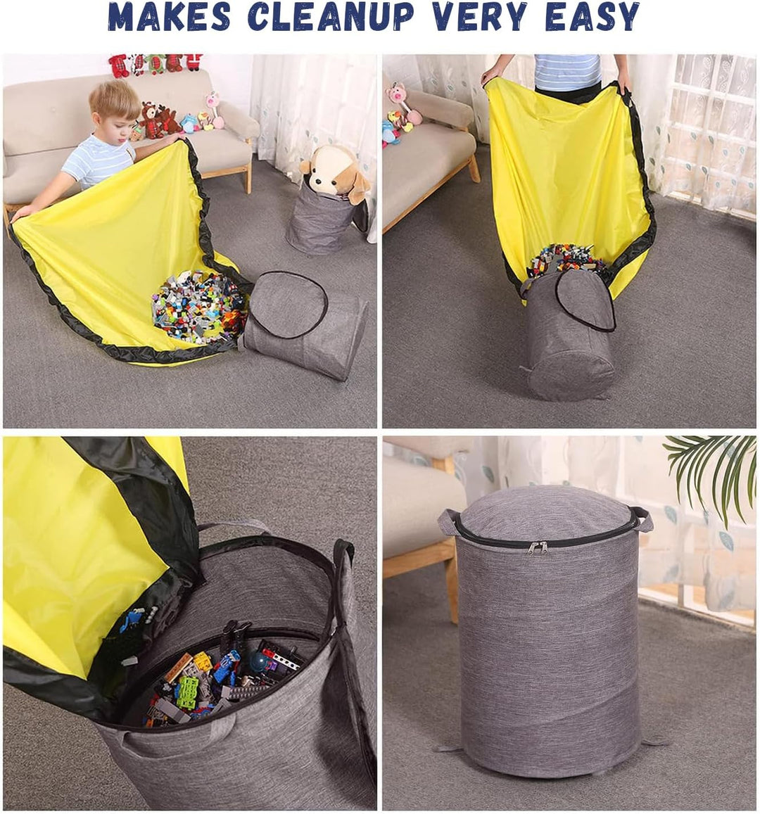 Modojuny Aufbewahrungstasche für Kinderspielzeug mit Spielmatte und Reissverschluss, Aufräumsack/Org