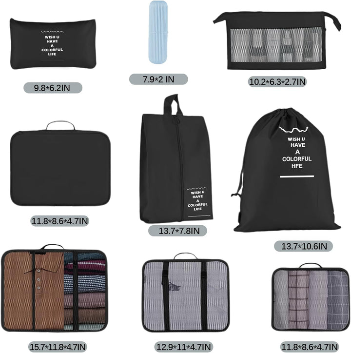 Jsdoin Koffer Organizer Set 9-Teilig Kofferorganizer Reisetasche travel Organizer Wasserdichte Packt
