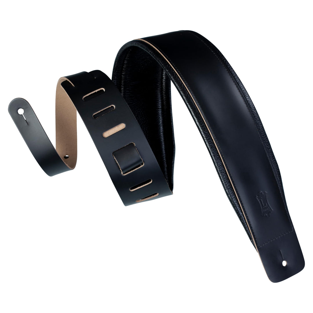 Levy's DM1PD-BLK 3-Zoll-Gitarrengurte aus Leder - Schwarz Schwarz Einheitsgrösse, Schwarz Einheitsgr