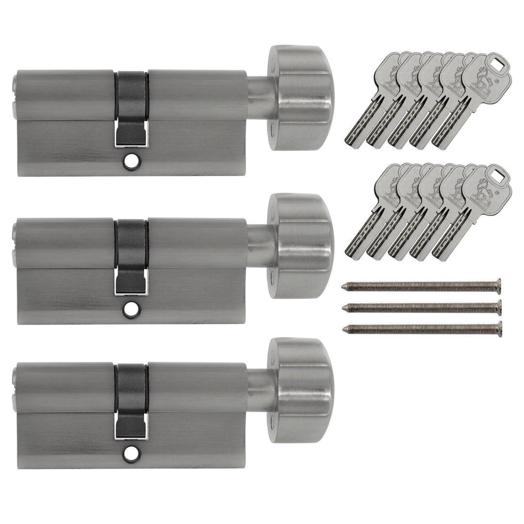 3x Knaufzylinder 70mm gleichschliessend KD 35/35 inkl. 10 Schlüssel