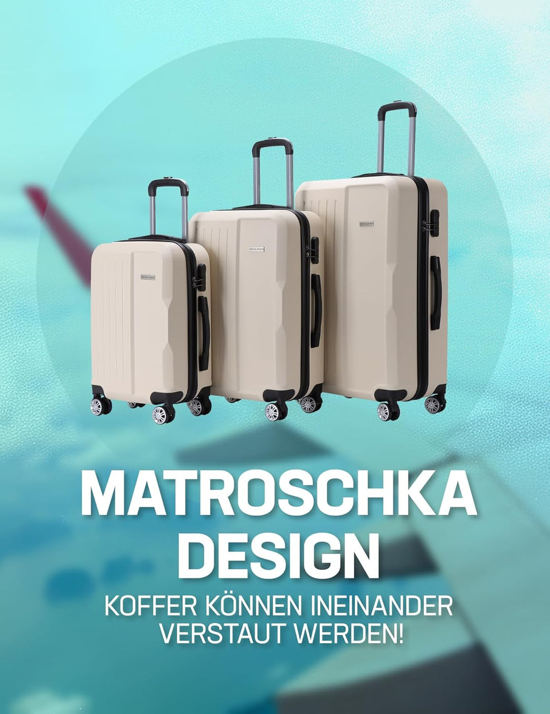 20" 24" 28" Koffer Reisekoffer 3er-Set Trolley Mehrteilig mit Ziffern Kofferschloss aus Kunststoff (