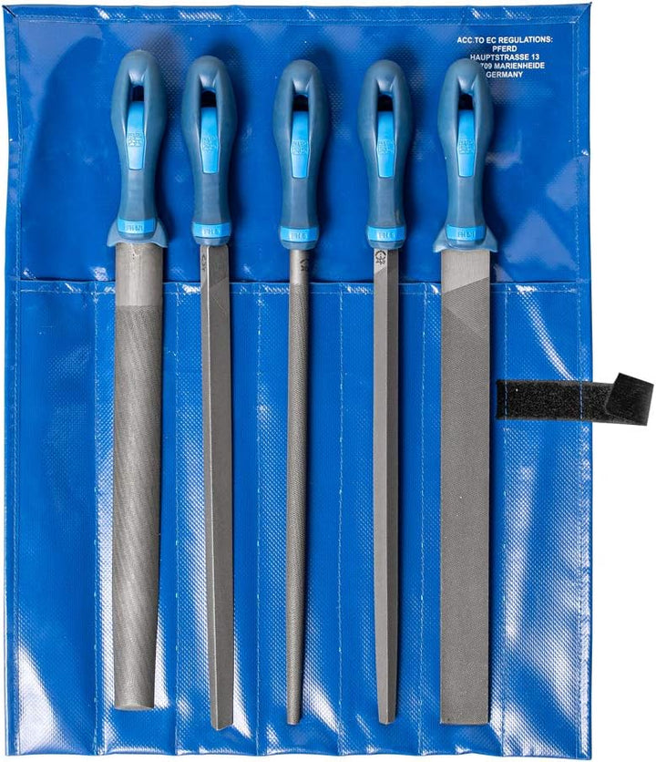 Feilensatz L.300mm Hieb 2 2K-Ergo PFERD Werkstattfeilen-Set in PVC-Rolltasche Kreuzhieb H2 Länge 300