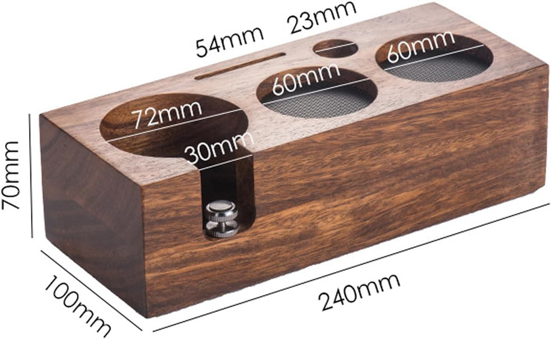 Tamperstation, Espresso Station aus Walnussholz für 58mm Tamper/Distributor und Siebträger, 3in1 Tam
