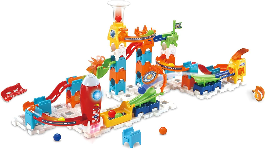 VTech Marble Rush - Rocket Set M100 E – Interaktive Murmelbahn mit spannenden Bahnelementen & Marble
