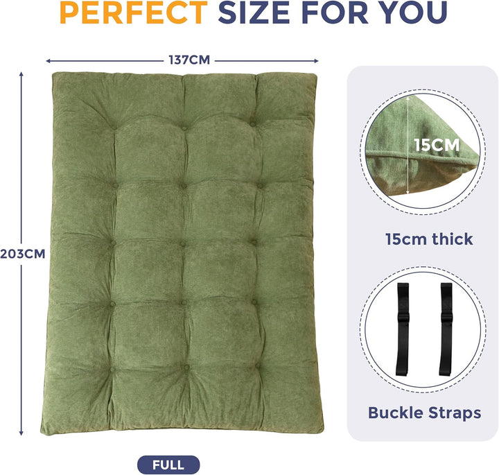 MAXYOYO Futon Matratze, Chenille-Stoff, 15cm Dick Bodenmatratze Verwendbar als Schlafsofa, Geknöpft