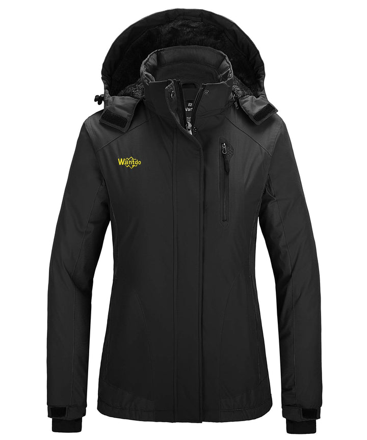 Wantdo Damen Winter Skijacke Warm Fleece Mantel Berg Snowboardjacke Outdoor Kapuzen Windbreaker Jack
