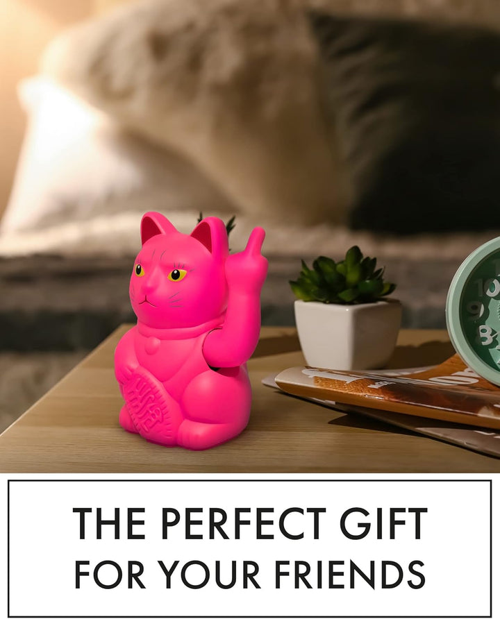 ANGRY CAT - Winkekatze Lucky CAT - Lustige winkende Katze - japanische Winkkatze mit Stinkefinger -