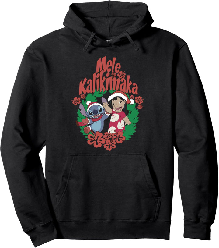 Disney Lilo & Stitch Christmas Mele Kalikimaka Wreath Pullover Hoodie