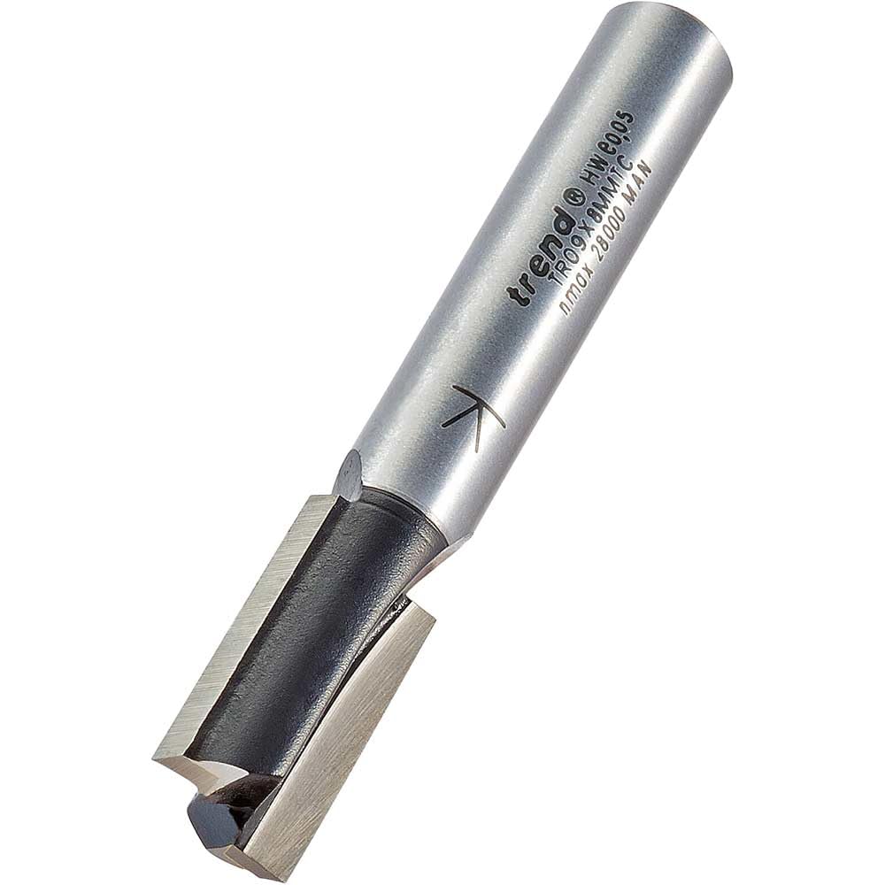 Trend Trade Zweischneidiger Fräser, 8 mm Schaft, 10 mm Schnittdurchmesser, 19 mm Schnittlänge, Hartm