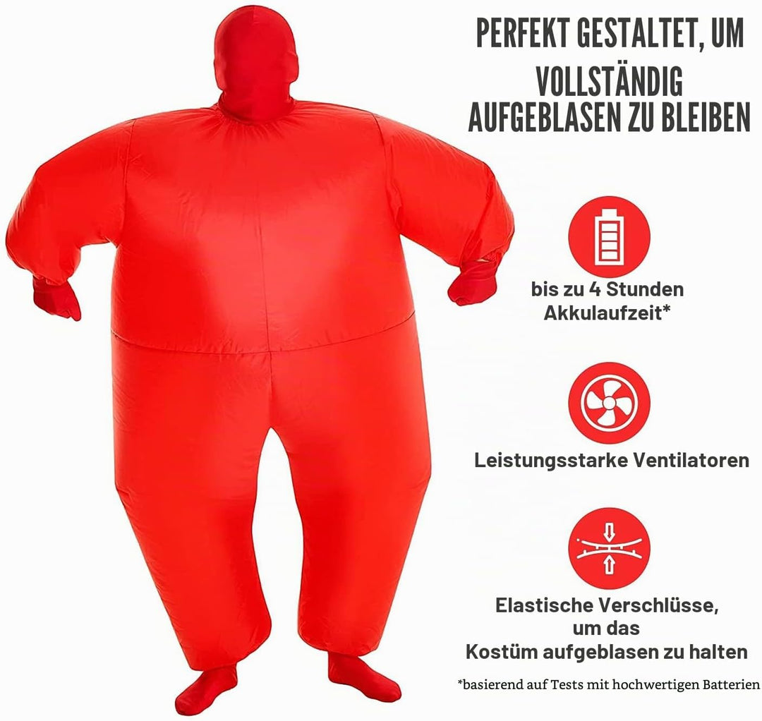 Morph Rotes Aufblasbares Kostüm für Kinder, Megamorph - Einheitsgrösse, Rot