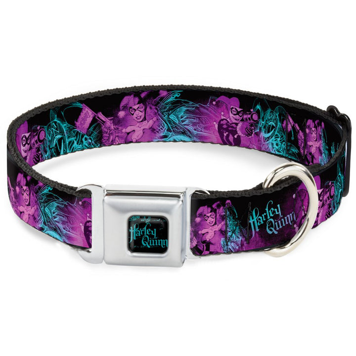 Buckle-Down Hundehalsband mit Schnalle für Harley Quinn Pow Aiming Poses Joker Schwarz Türkis Fuchsi