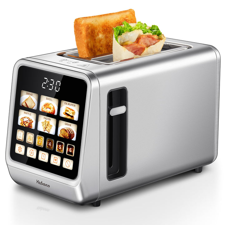 Yabano Toaster 2 Scheiben, Touchscreen Edelstahl Toaster mit LED Countdown