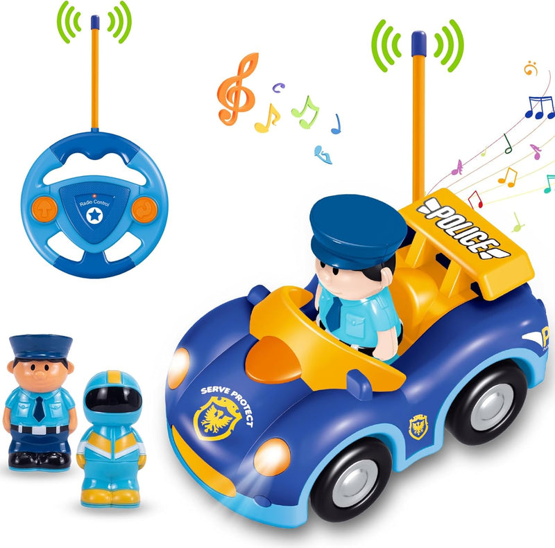 Pup Go Kleinkind RC Cartoon Polizeiauto mit Musik und Lichtern, 2 austauschbare Puppen, Erste Fernge