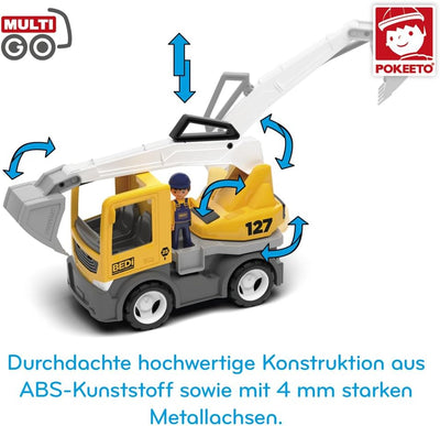 MultiGO Build Sandkasten Spielzeug für Kinder ab 3 Jahre - grosser Bagger mit Fahrer - Sandspielzeug