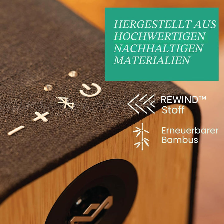 Marley House of Uplift Regallautsprecher – Bluetooth Lautsprecher Stereo Paar mit AUX- und RCA-Kabel