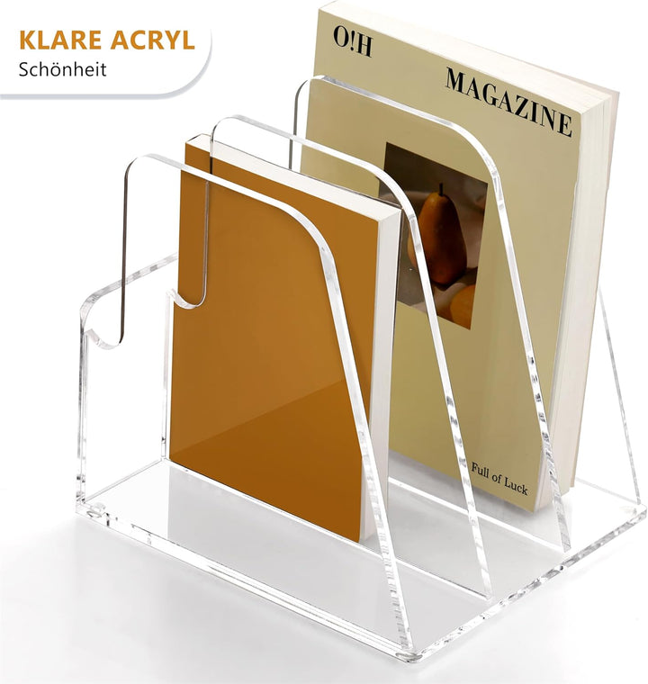 SANRUI Acryl Stehsammler, Stabiler Aktenhalter, Schreibtisch Organizer, Buchstütze für Büro, Schule,