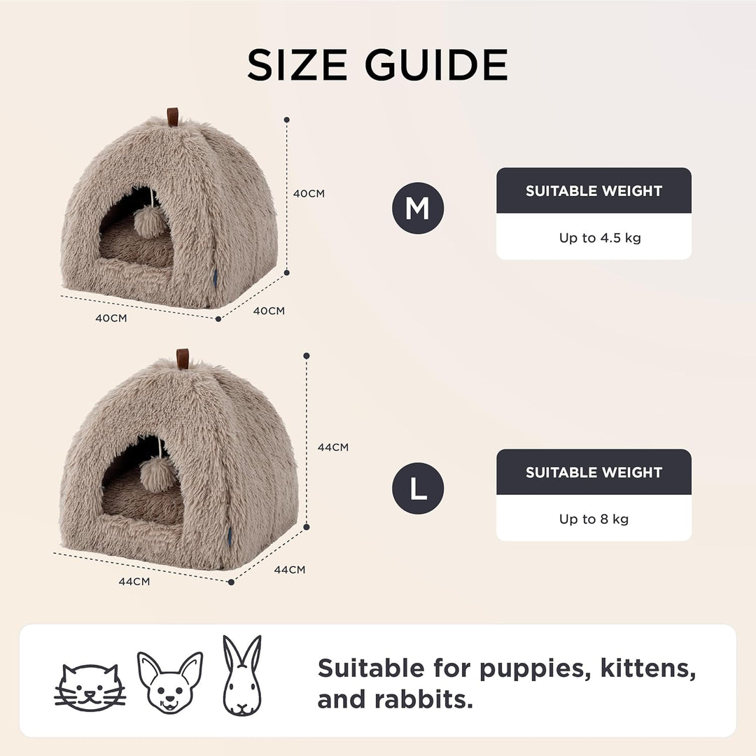 BEDSURE Katzenbett grosse Katzen Katzenhöhle- 40x40x40 cm Plüsch Katzenhaus Indoor mit abnehmbarem K
