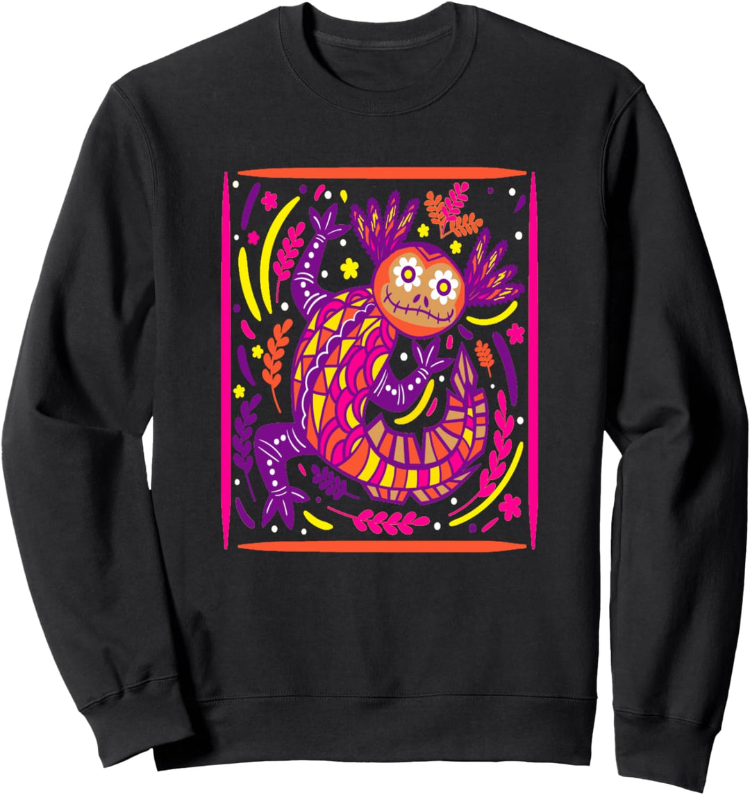 Tag der Toten, Tiere, Azteken, Party, mexikanisch Axolotl Sweatshirt