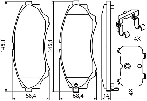 Bosch BP1213 Bremsbeläge - Vorderachse - ECE-R90 Zertifizierung - vier Bremsbeläge pro Set