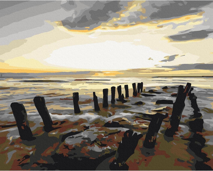murando - Malen nach Zahlen Strand Meer 60x40 cm Malset mit Holzrahmen auf Leinwand für Erwachsene K
