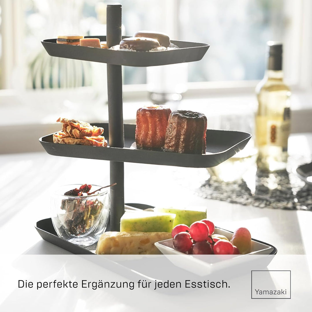 Yamazaki 4281 TOWER Etagere mit 3 Ebenen, schwarz, Stahl, Minimalistisches Design Schwarz Single, Sc