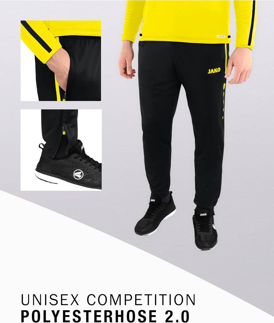 JAKO Kinder Polyesterhose Competition 2.0 114 Schwarz/Neongelb, 114 Schwarz/Neongelb