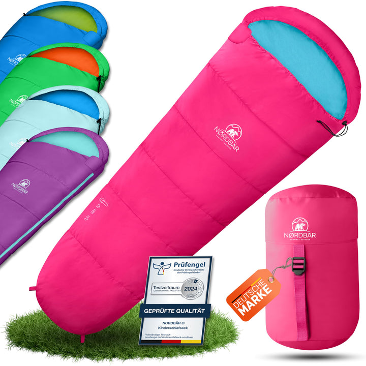 NORDBÄR® Kinderschlafsack für Jungs & Mädchen bis 150 cm Körpergrösse | Innenfutter aus 100% Baumwol
