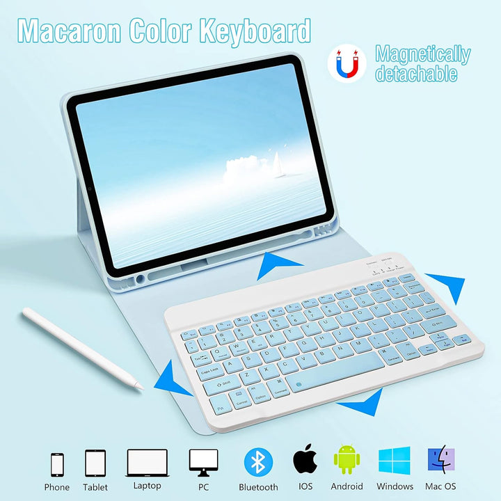 Bettdow Tastatur Hülle für iPad Air 6.Gen M2 2024 11"/ iPad Air 5.Gen 2022/Air 4.Gen 2020, Deutsch Q