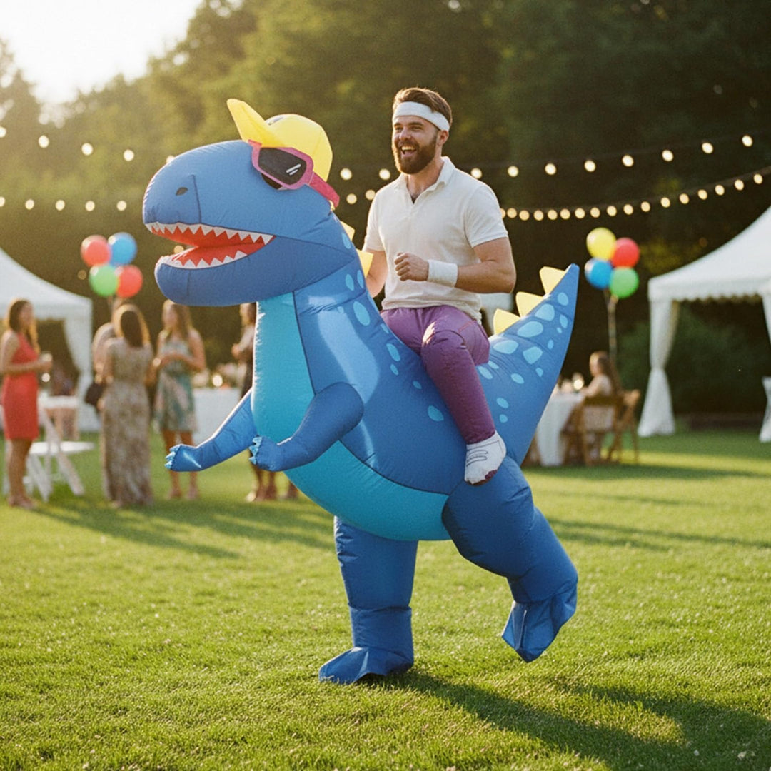 Aufblasbares Kostüm Dinosaurier Blau | Ungewöhnliches Kostüm in Erwachsenengrösse | Aus sehr strapaz