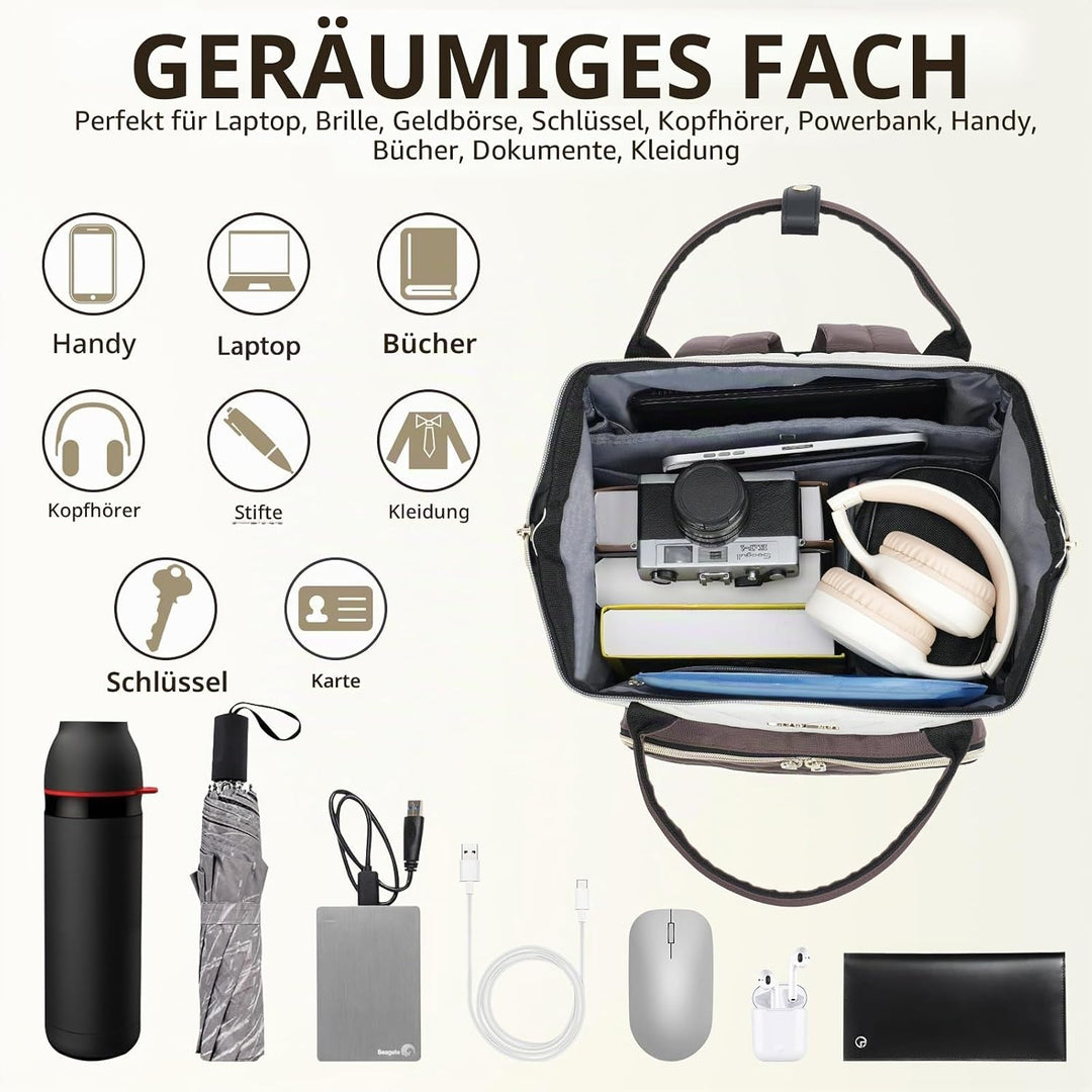VANKEAN 17 Zoll Laptop-Rucksack für Damen und Herren, modische Computer-Arbeitstasche, grosse Kapazi