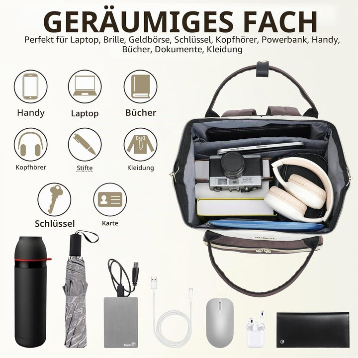 VANKEAN 17 Zoll Laptop-Rucksack für Damen und Herren, modische Computer-Arbeitstasche, grosse Kapazi