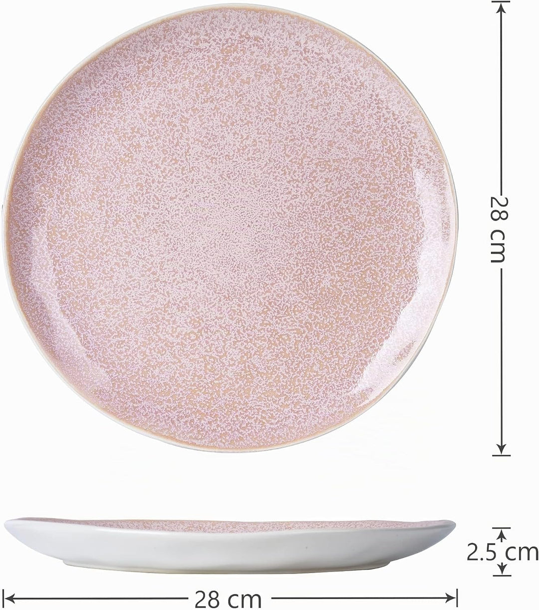 MIAMIO – 6 x 28 cm Teller/Speiseteller Set aus Steingut Keramik Geschirr Set Handmade - Lumera Kolle