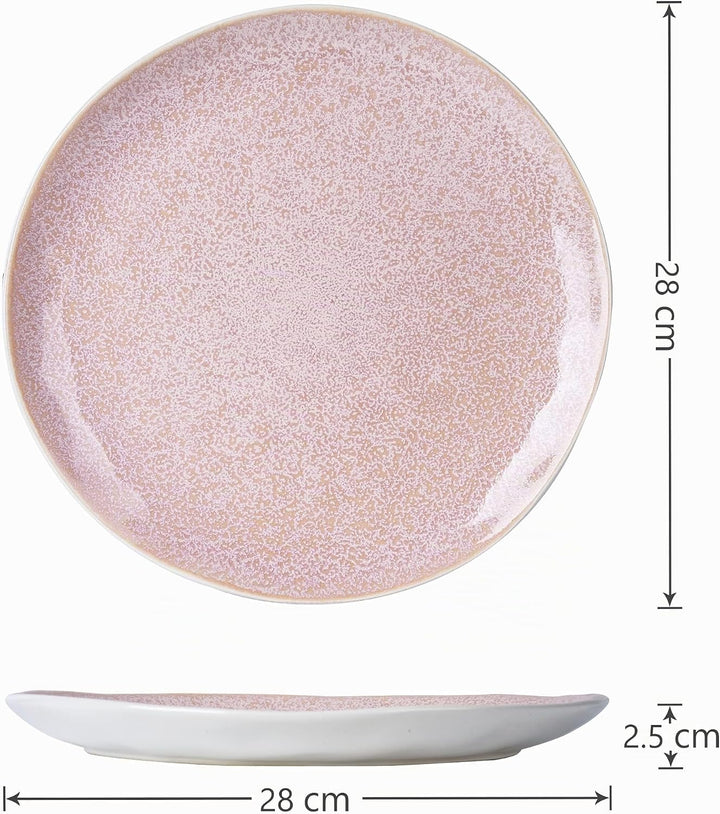 MIAMIO – 6 x 28 cm Teller/Speiseteller Set aus Steingut Keramik Geschirr Set Handmade - Lumera Kolle