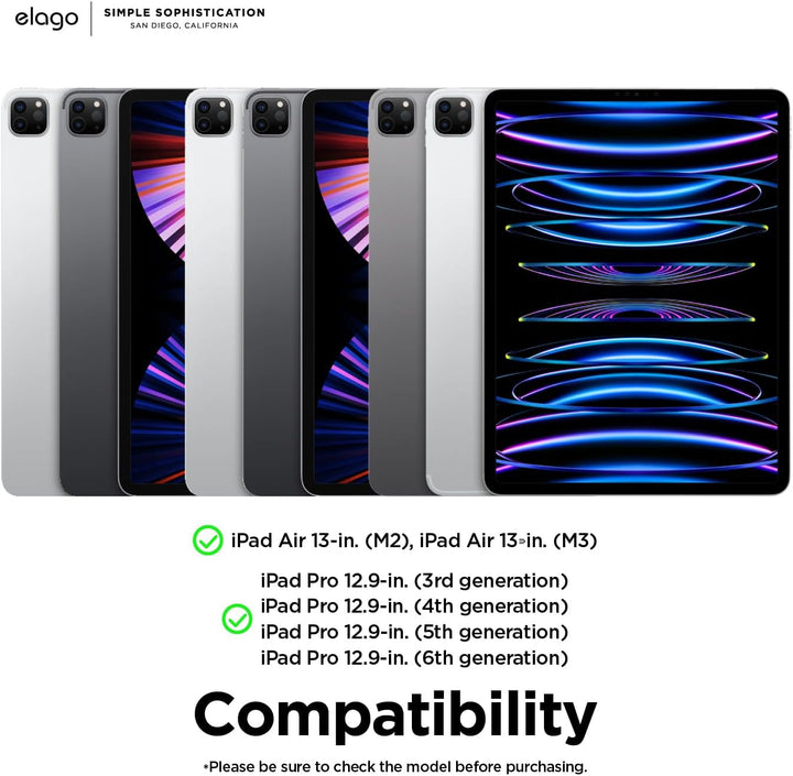 elago Magnetisches Folio Hülle Kompatibel mit iPad Pro 12.9" 6., 5., 4. Gen - Rückwand kann an Metal