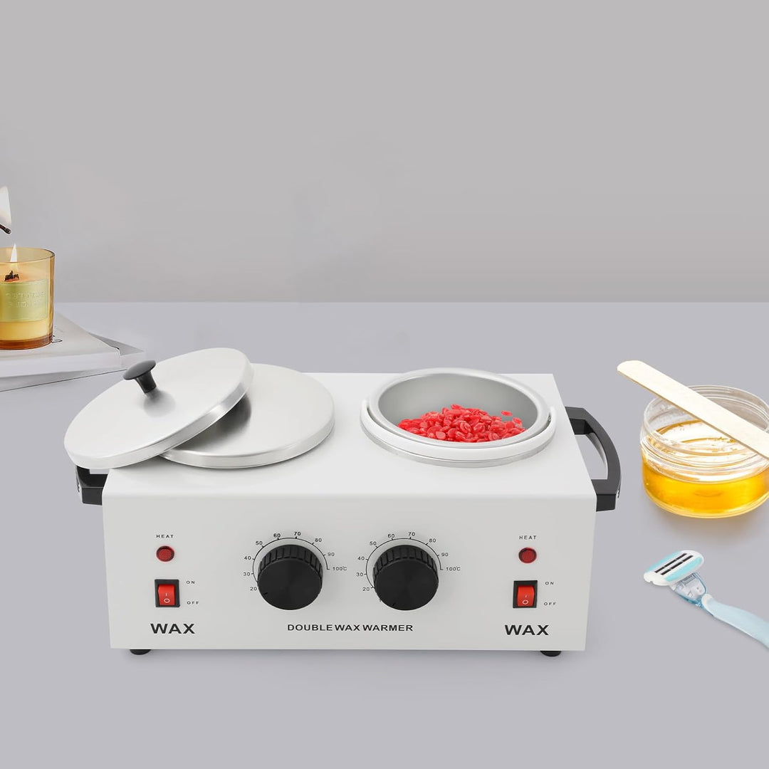 200W Wax Maschine, Elektrischer Doppeltopf-Wachswärmer 2x 400ml, Temperaturregelung 0-100°C für Waxi