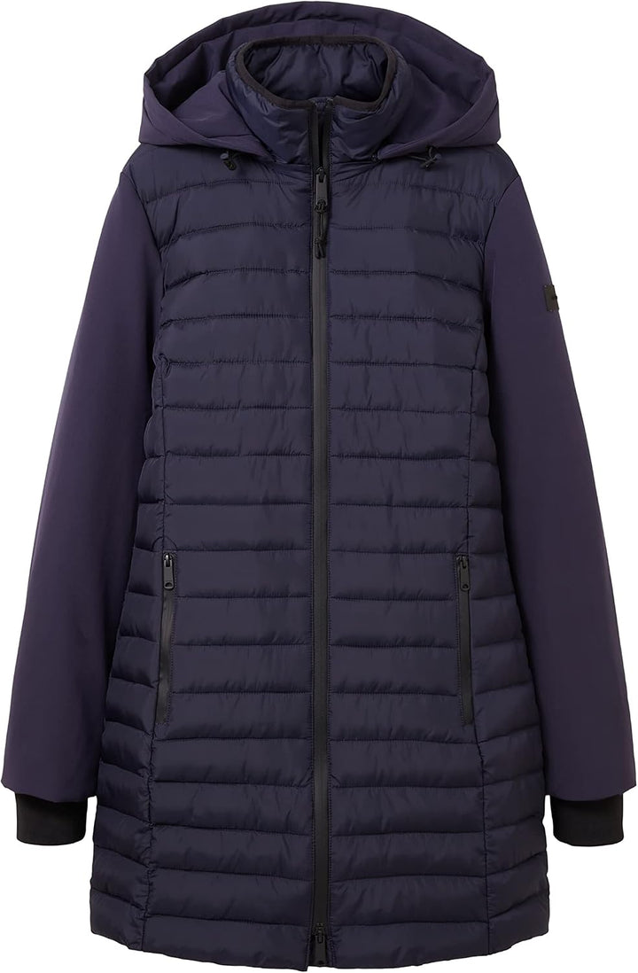 TOM TAILOR Damen 1037477 Hybrid Steppmantel mit Kapuze (1er Pack) XXL 30025 - Navy Midnight Blue, XX