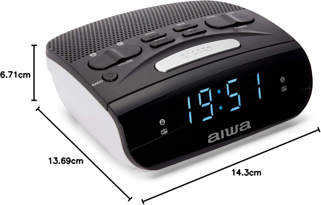 RADIO RELOJ DESPERTADOR AIWA CR-15BK DOBLE FM Alarm