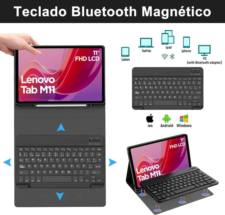 WINCHKING Tastatur Hülle für Lenovo Tab M11 11 Zoll 2024, Tastatur für Lenovo Tab M11 Tablet, 7 Farb