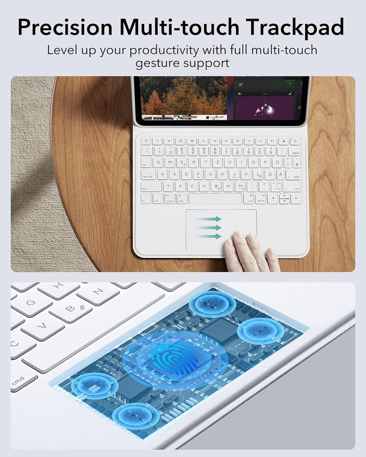 ESR für iPad Pro 11 Zoll (M5/M4, 2025/2024), Tastatur Hülle mit Trackpad, magnetisch abnehmbare Tast