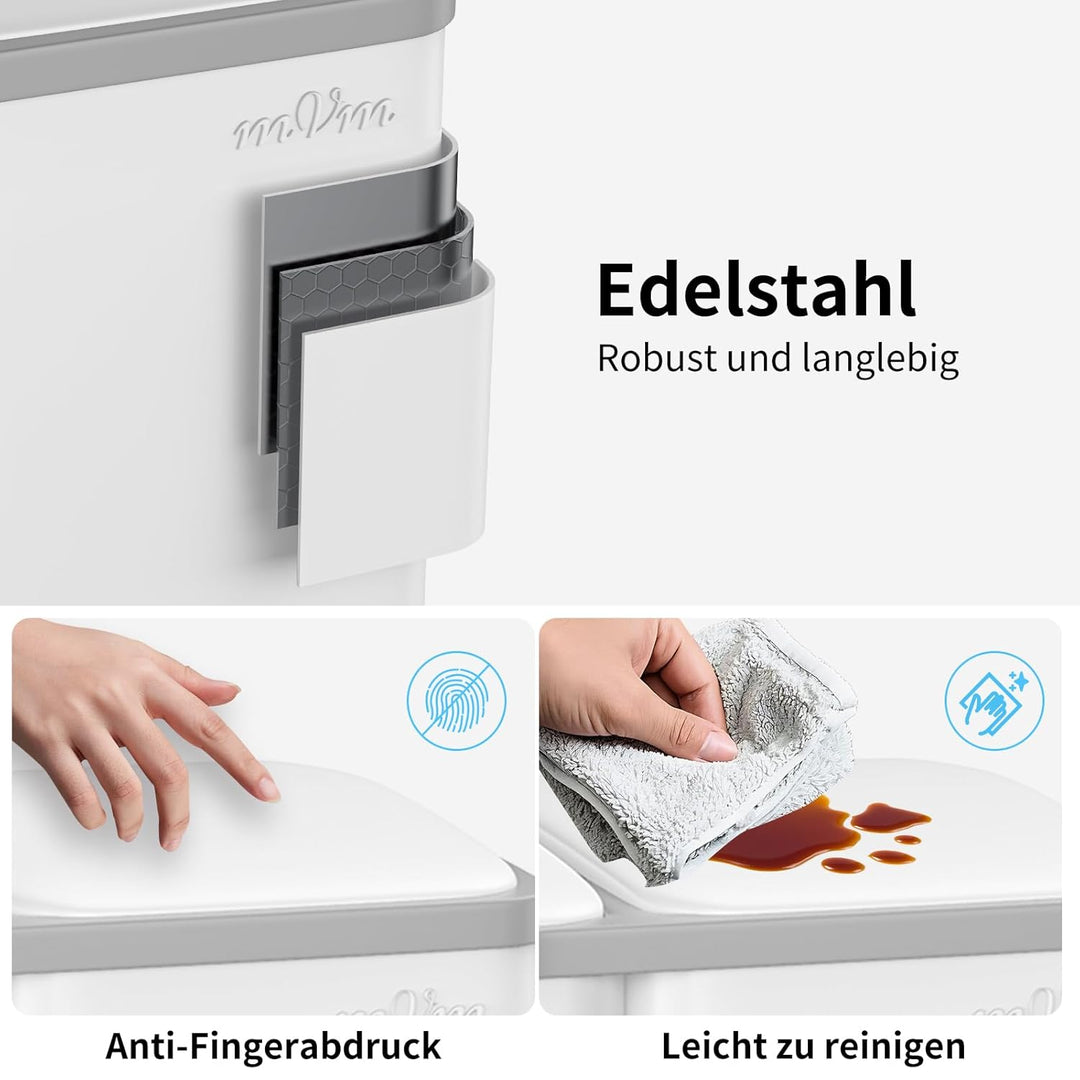 mVm Mülleimer Küche,60 Liter Treteimer,3 Fächer, Mülltrennsystem, Abfalleimer Küche mit Inneneimer a