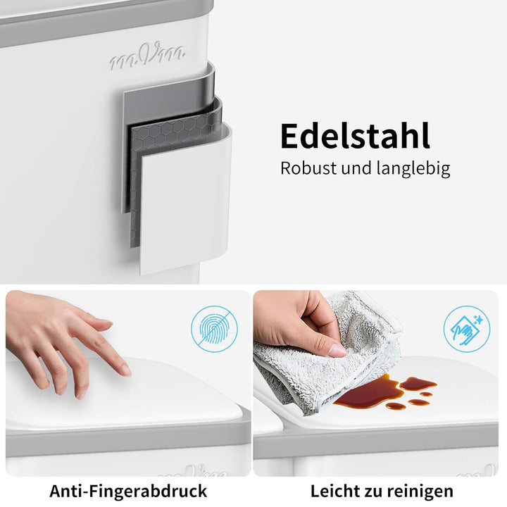 mVm Mülleimer Küche,60 Liter Treteimer,3 Fächer, Mülltrennsystem, Abfalleimer Küche mit Inneneimer a