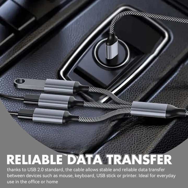 USB Splitter 1 auf 3, 2m USBHUB 2m Adapter mit USBStecker auf 3 USBA Buchsen, USB Verteiler für Date