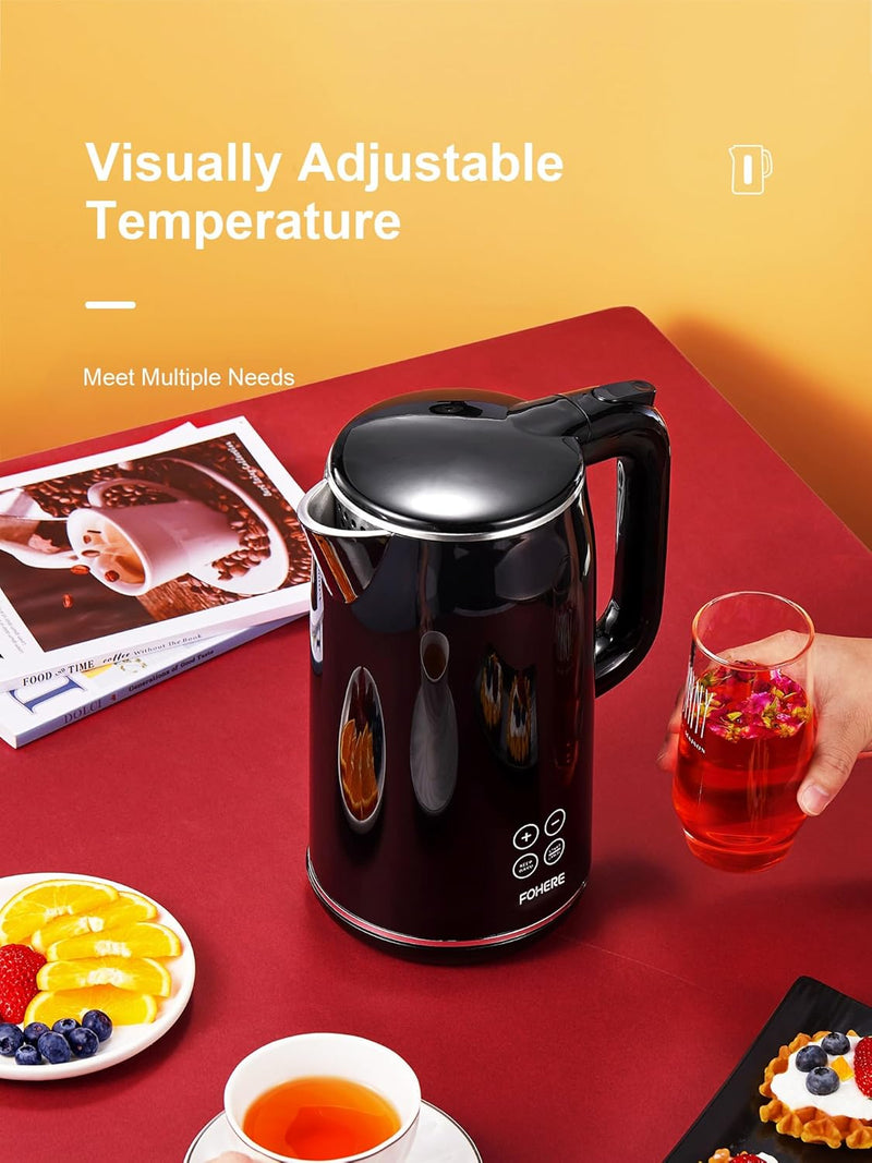 Wasserkocher mit Temperatureinstellung, 240 Min. Warmhaltefunktion, Komplette Edelstahlauskleidung,