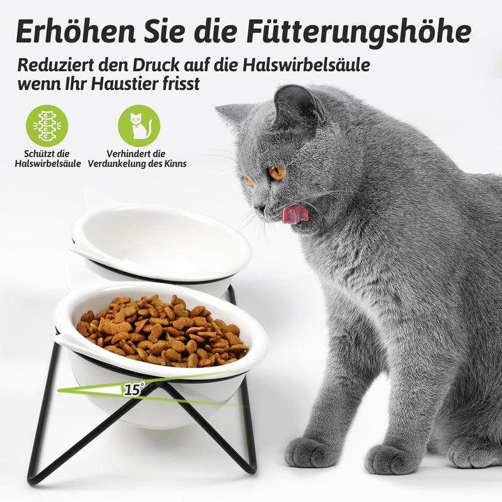 Futternapf Katze Keramik,Katzennapf Aus Keramik Erhöhter Zervixschutz-Katzennapf Katzenschnurrhaaral
