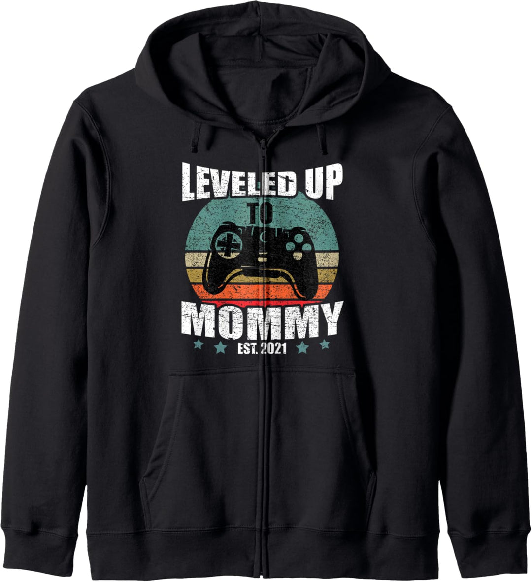 Lustiges Ich Werde Mama Geschenk Leveled Up To Mommy 2021 Kapuzenjacke