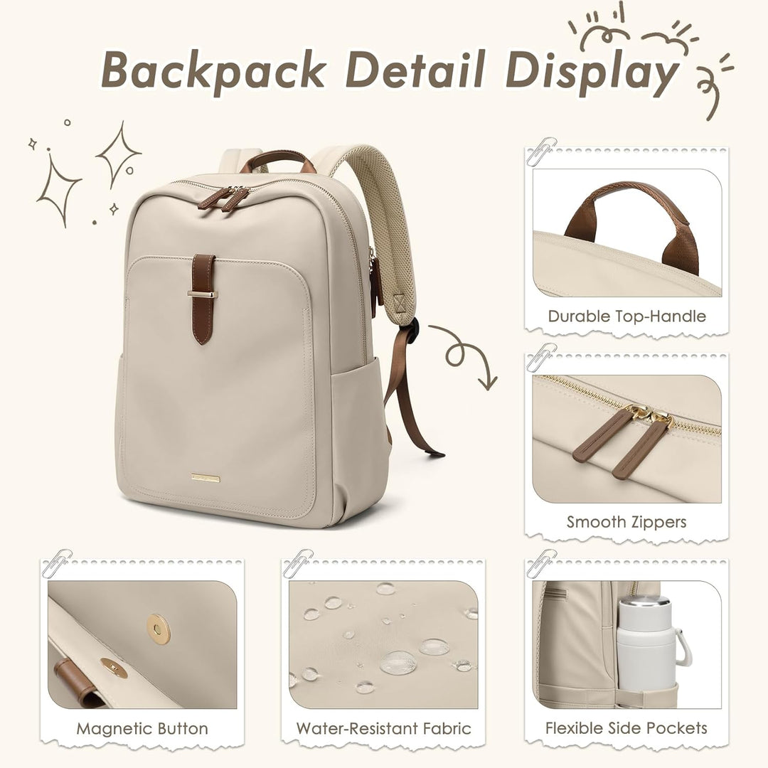 Rucksack Damen Herren Elegant,14 Zoll Laptop Rucksack Wasserdicht mit Laptopfach, Business Laptoptas
