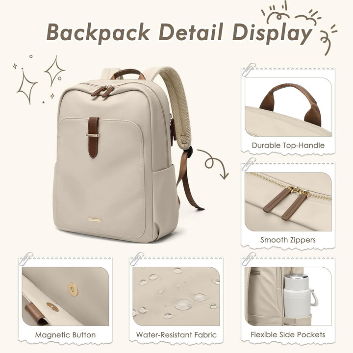 Rucksack Damen Herren Elegant,14 Zoll Laptop Rucksack Wasserdicht mit Laptopfach, Business Laptoptas