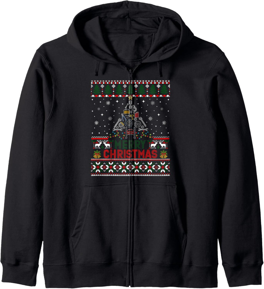 Mechaniker Hemd Mechaniker Weihnachtsbaum Hässliche Pullover Kapuzenjacke