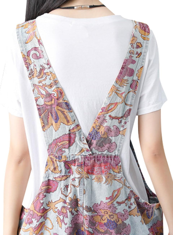 Youlee Damen Gedruckt Riemchen Overalls Casual Strampler Denim Latzhose Einheitsgrösse Stil 1, Einhe