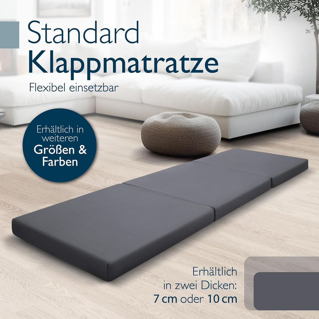 Beautissu Klappmatratze Gästebett klappbar Faltmatratze mit Tragegriff | 80x195cm Anthrazit faltbare
